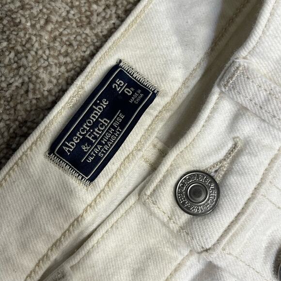 Abercrombie & fitch womens ultra high rise straight jeans sz 0R/25 button fly - Picture 9 of 12